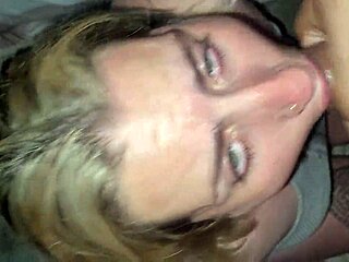 Blonde Receives Cum On Face In Garage