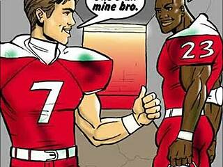 Two hot blondes enjoy big black cocks in comic