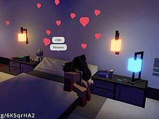 A hot Roblox player gets a rough ride from a horny demon