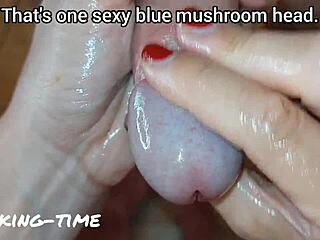 mr blue mushroom head cock gets milked hard!!