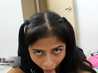 In this homemade scene, I fill my horny stepsister's face with cum after sucking