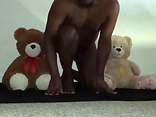 Brown And Caucasian Furry Toy Bears In Bisexual Threesome With Kissing And Massage.
