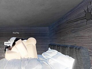 Lesbian scene with Kiwi and Saiko in a Roblox condo