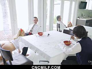 Bbw Stepmom Yields To Stepson And Husband In Wild 3some Session