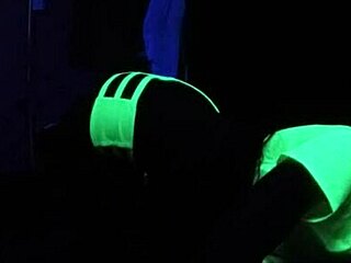Amateur POV video with a black light fetish theme