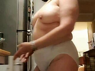 First time homemade video of my wife in big panties in the kitchen