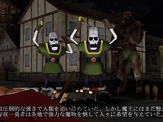 Four kings, a warrior against a demon king in a hentai anime femdom battle