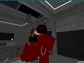 A rough and hardcore scene with a shemale femboy and a wealthy character in Roblox