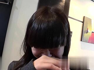 Wife moans deliciously while giving to her husband's friend with big black cock