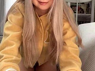 In this intimate scene, pretty Amelie Dubon gives a close-up handjob to her friend, leading to a cumshot.