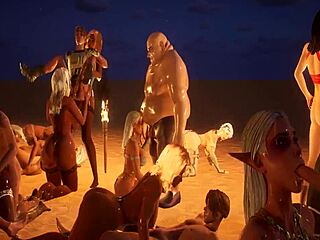 Wild animal sex party with anime and 3D porn
