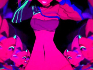 Moikaloop performs a sexy dance in hentai anime cartoon