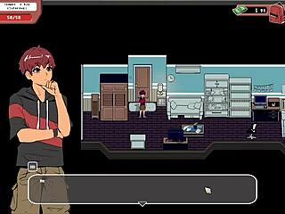 Yoga instructor gets a creamy bukkake in this hentai game