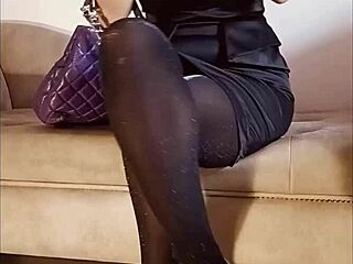 Wow! Watch Her Pee Through Shiny Pantyhose In Wild Solo Action!