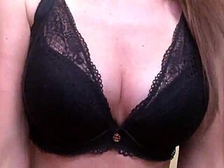 Big Tits Girl in Fishnet Pantyhose Masturbates Solo