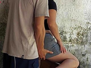 wife leaves, short maid takes advantage at home