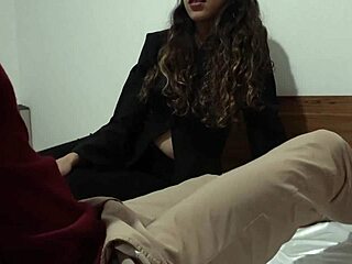 Latina boss gives jerk off instructions and cum swallow