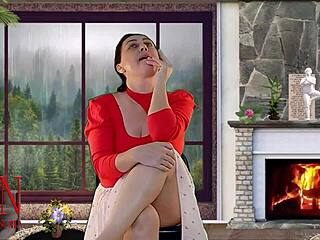 Sexy legs and high heels on curvy housewife caught in voyeur home scene.