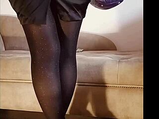 Wow! Watch Her Pee Through Shiny Pantyhose In Wild Solo Action!