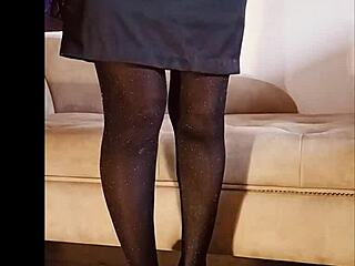 Wow! Watch Her Pee Through Shiny Pantyhose In Wild Solo Action!