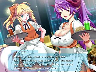 See the beautiful women of Busty hentai in a cafe in Princess x fan disc ep20
