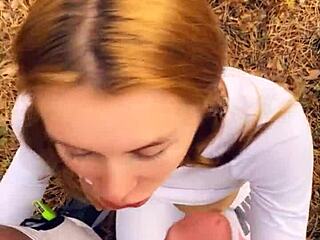 public blowjob and cum play from horny teen 18+ in pov style 😜