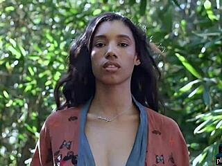 Big-natural-titted ebony MILF's soft solo show on Playboy