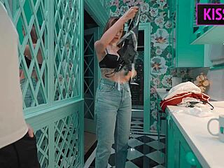 Big-chested maid gets naughty on her first day