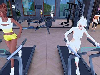 Hot lesbian action in the gym with rough anal