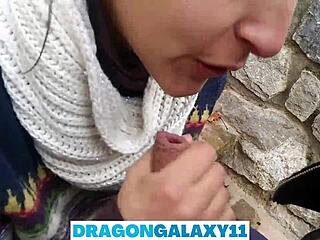 watch her give a blowjob in the park near the neighbors