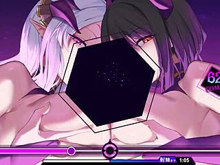 Titty fuck and creampie in anime game