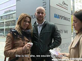 amazing busty teen and bf score cash for public 4some sex! 🔥