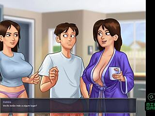 Fingered to orgasm by mother-in-law in Summertime Saga game