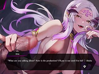 Titty fuck and creampie in anime game