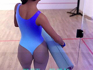 3D adult film with an alien and a busty gym girl in a threesome