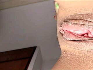 Close up of big tits homemade video of latina MILF during masturbation and stretching her ass