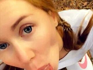 public blowjob and cum play from horny teen 18+ in pov style 😜