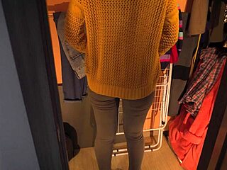 Hot Secretary Teases in Tight Jeans with Visible Panty Line