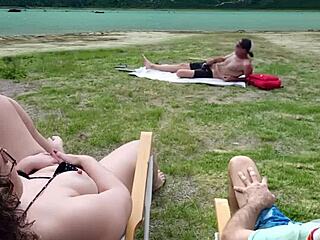 voyeur masturbates on beach while i flash? public fun!