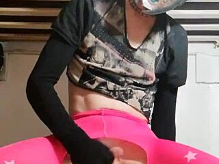 Ladyboy tries riding dildo for first time solo