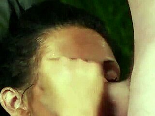 Unusual Model Gulps Cum After Face Shot in Wild Scene.