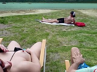 Solo pleasure on the beach, amateur gay's voyeuristic experience