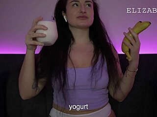 Dirty talking and banana fetish with a hot milf and big ass