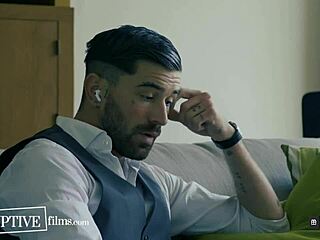 whoa, boss jerking off while hot assistants bang right in front of him! 😳