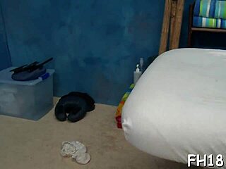 A slutty teen gets a massage with oil and gives a blow job