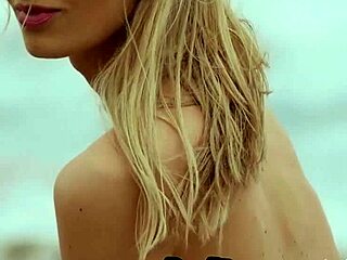 Perfect ass blonde milf Francy Torino strips naked outdoors