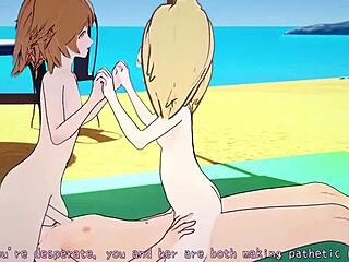 Chihiro Fujisaki and Hiyoko Saionji bang wild on beach!