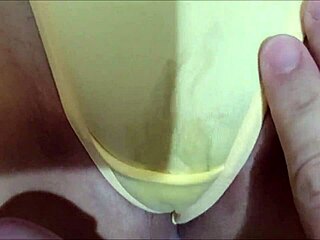 I pushed the redhead wife's lingerie aside and fucked her shaved pussy until I came hard inside