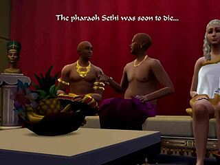 3D animated hentai with interracial and group action, a parody of the two commandments in The Sims 4