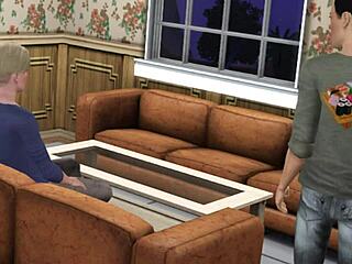 Gay Yaoi animation with big ass and monster cock in Sims 3 game